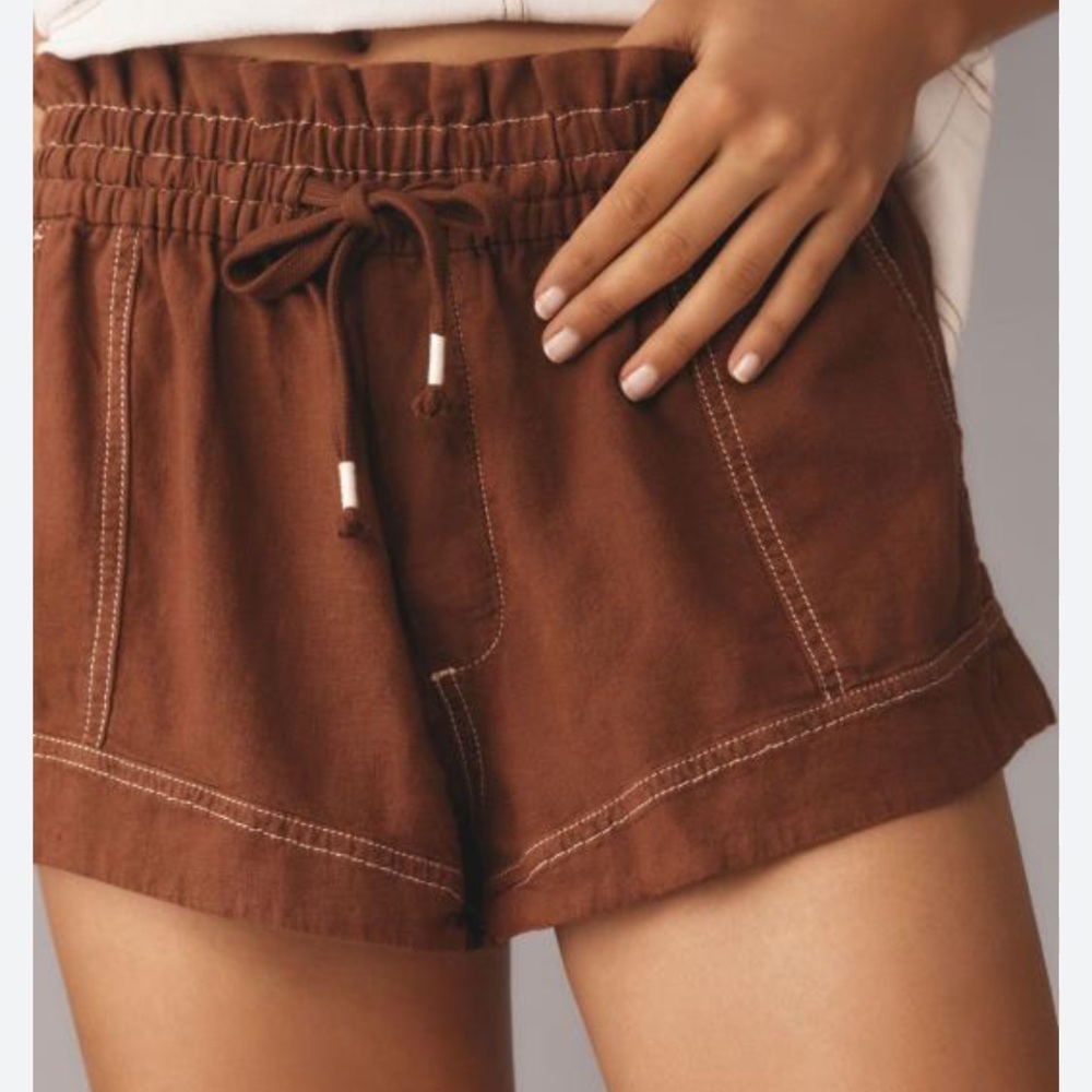 Anthropologie Linen Pitched Tie-Waist Shorts NWT sz s